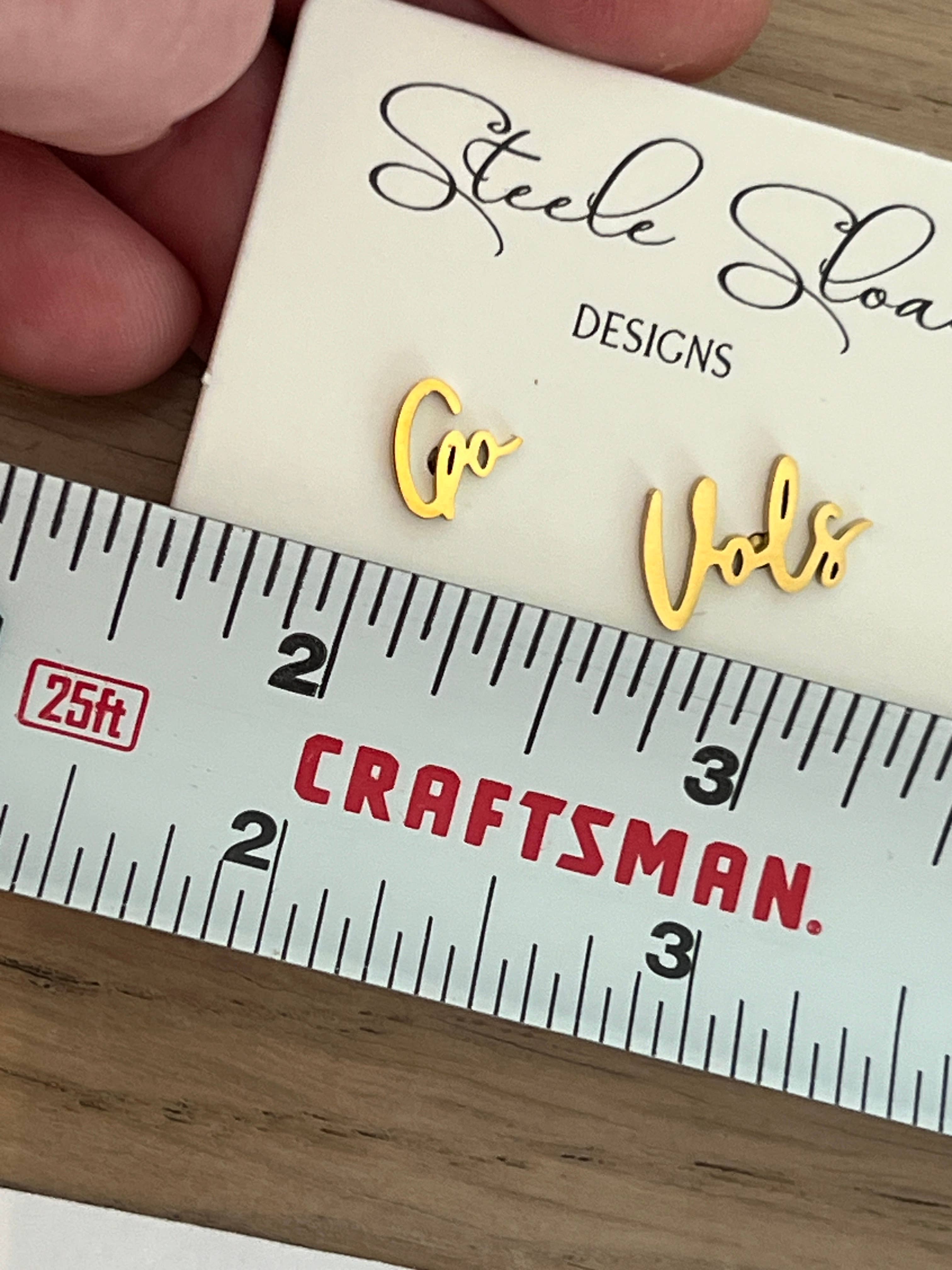 Steele Sloan Designs - Wholesale Stud/Post Earrings - Go Vols Cute Game Day Gold Stud Earrings, Tennessee Gameday4