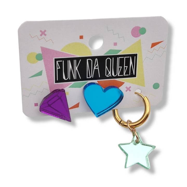 Diamond - Heart - Star | Earrings for wholesale by Funk Da Queen