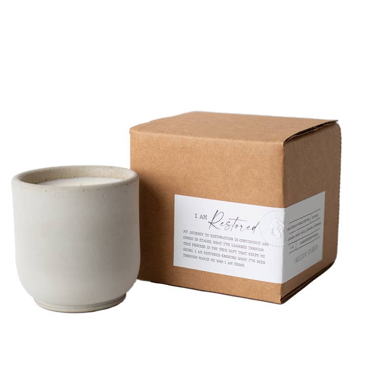 Freedom Studios - Wholesale Jar/Filled Candle - I AM Restored 8 oz Concrete Candle