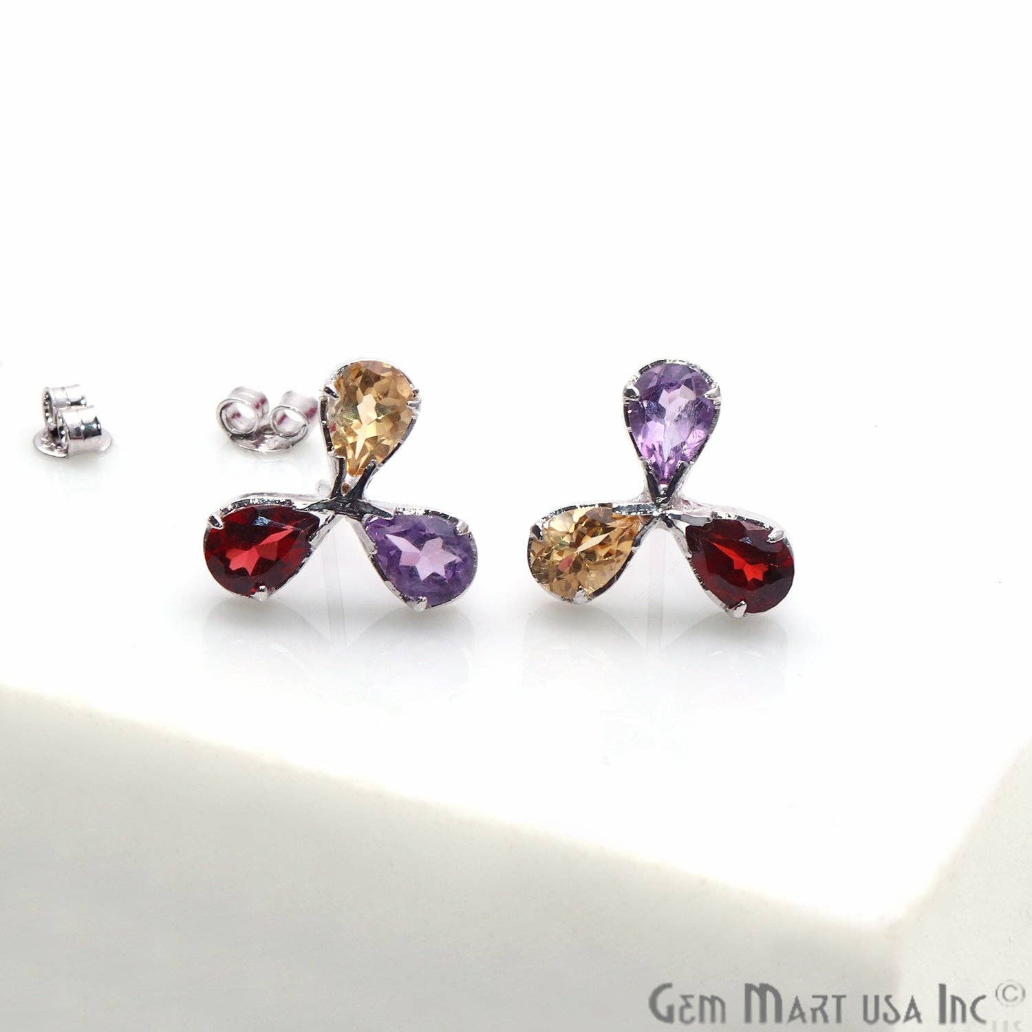 GemMartUSA – wholesale Solitärörhängen – Flerfärgad 16x11mm Sterling Silver Flower Stud örhänge2