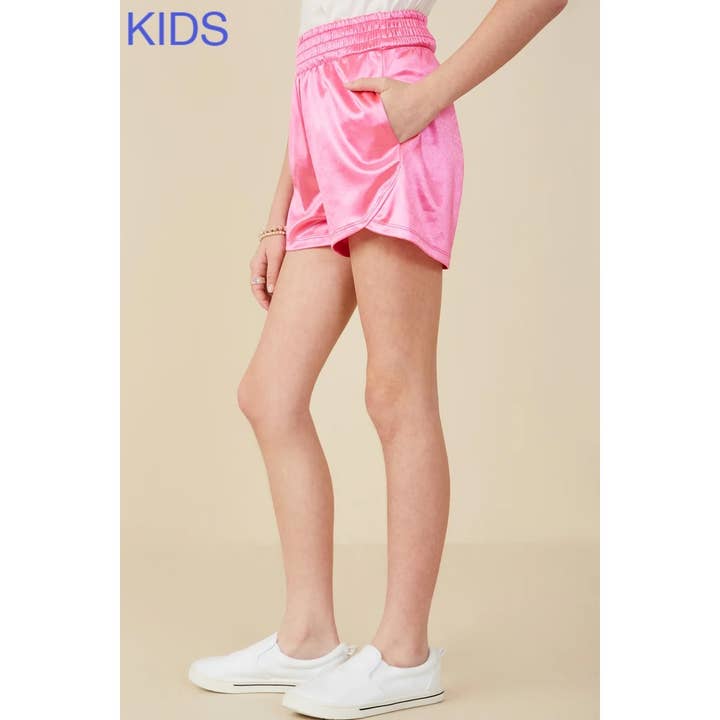 Paperdoll - Wholesale Shorts - Kids - Girls Smocked Elastic Waist Metallic Shorts