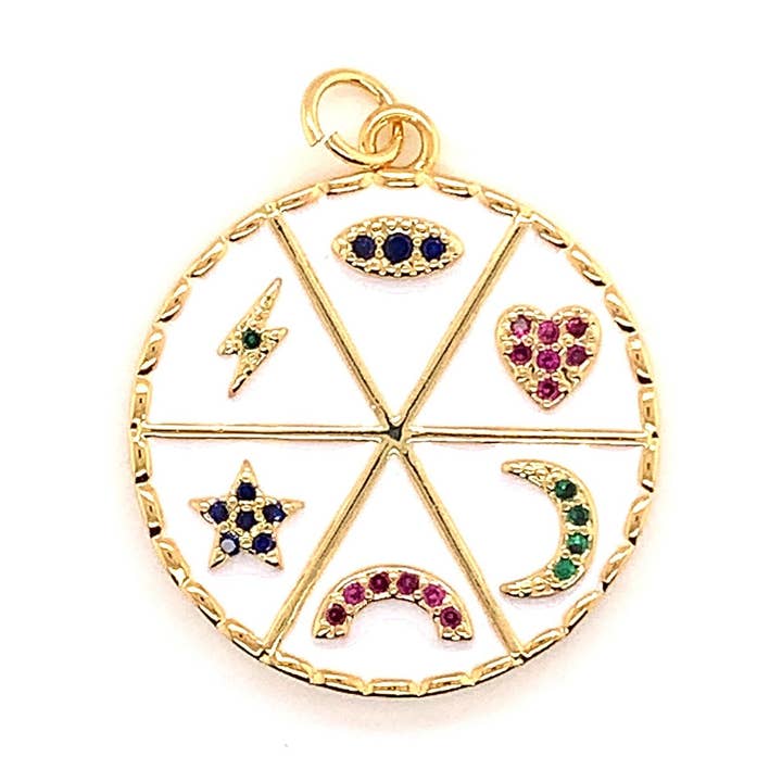 Large Good Luck Pendant, Y2K Charm, Evil Eye Pendant, Lucky Eye Charm, Hamsa Star Moon Charm, Large Evil Eye Boho Charm, Heart Charm, Celestial for wholesale by The Bead Bazaar