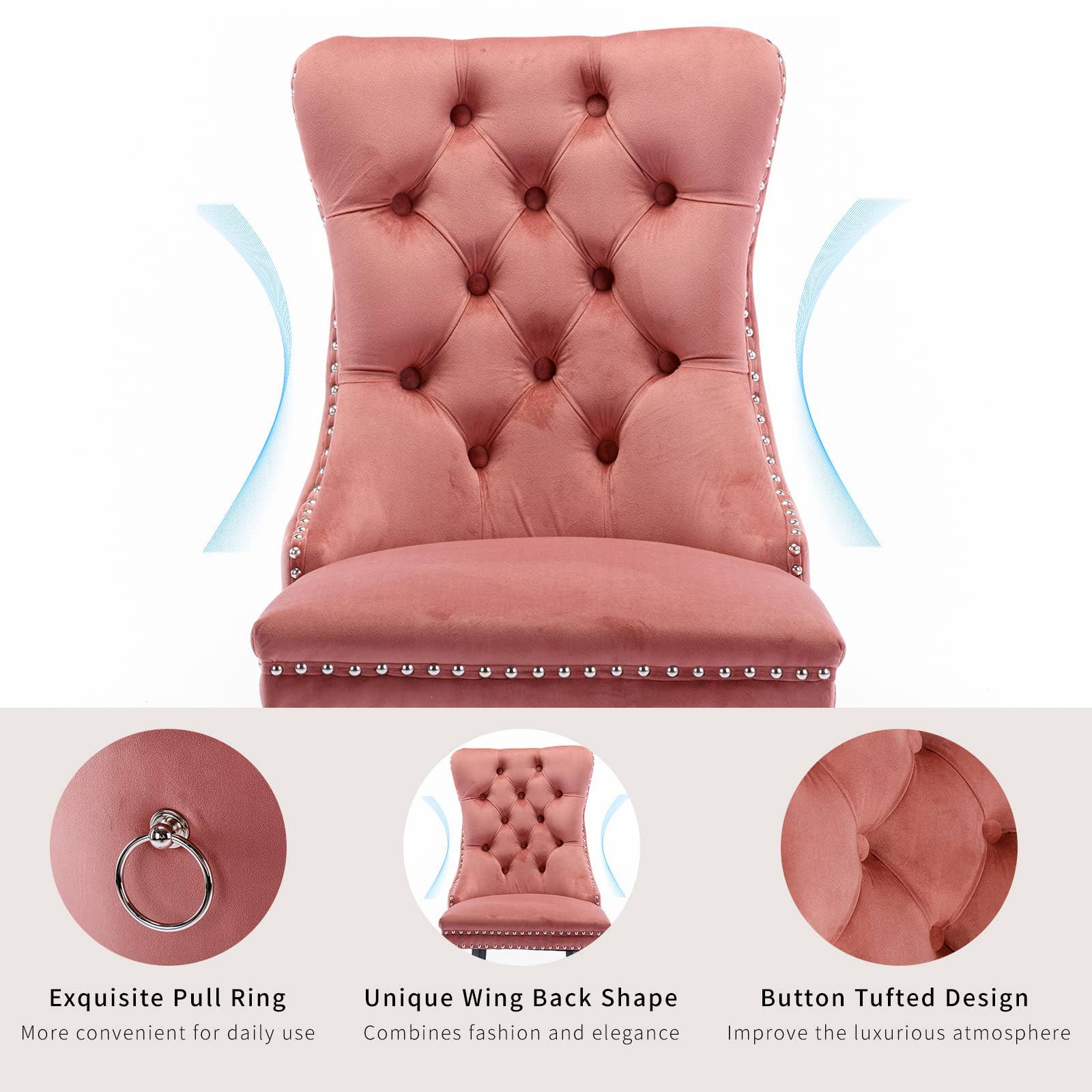 Modern Home Touch – wholesale Chair – Shena Set of 2 Velvet Kitchen Dining Chairs Knocker Back27