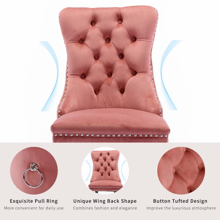 Modern Home Touch – wholesale Chair – Shena Set of 2 Velvet Kitchen Dining Chairs Knocker Back27