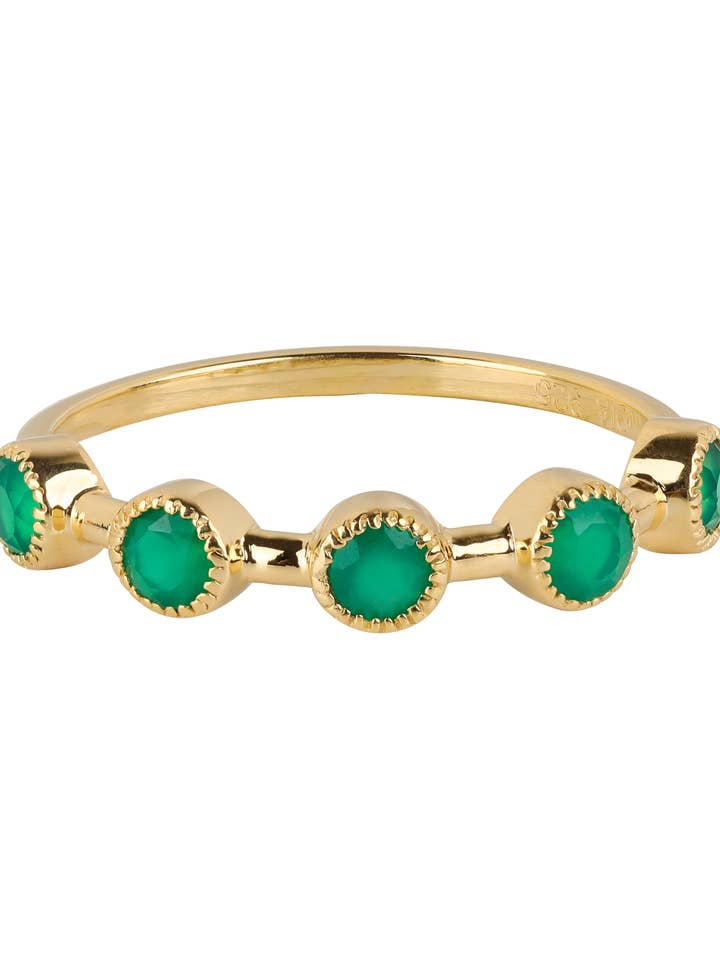 Anillo Eco Verde de Ónix Verde de Plata Vermeil de Oro de 18K para venta al por mayor de Tiramisu