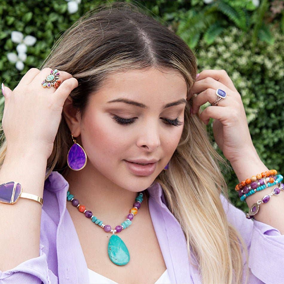 Barse Jewelry - Vendita all'ingrosso Anelli cocktail/statement - Anello con pietre turchesi di colore nativo2