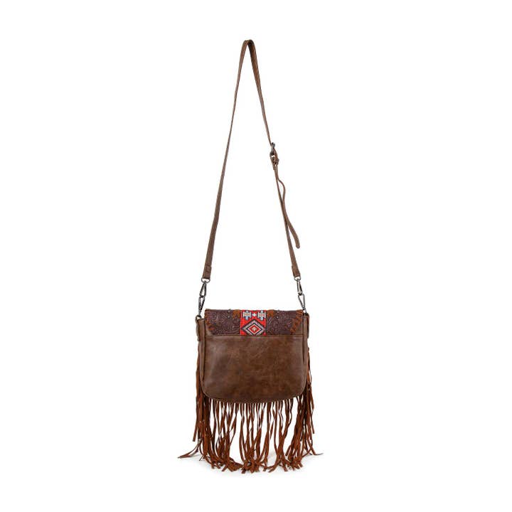 Brown Western Design Fringed Shoulder Bag for wholesale on Faire