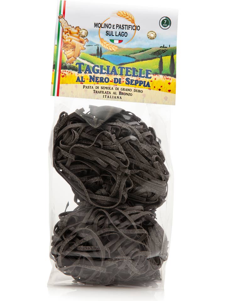 Tagliolini black cuttlefish Italian Artisan Pasta for wholesale by Az BIOAgricola Bertoli
