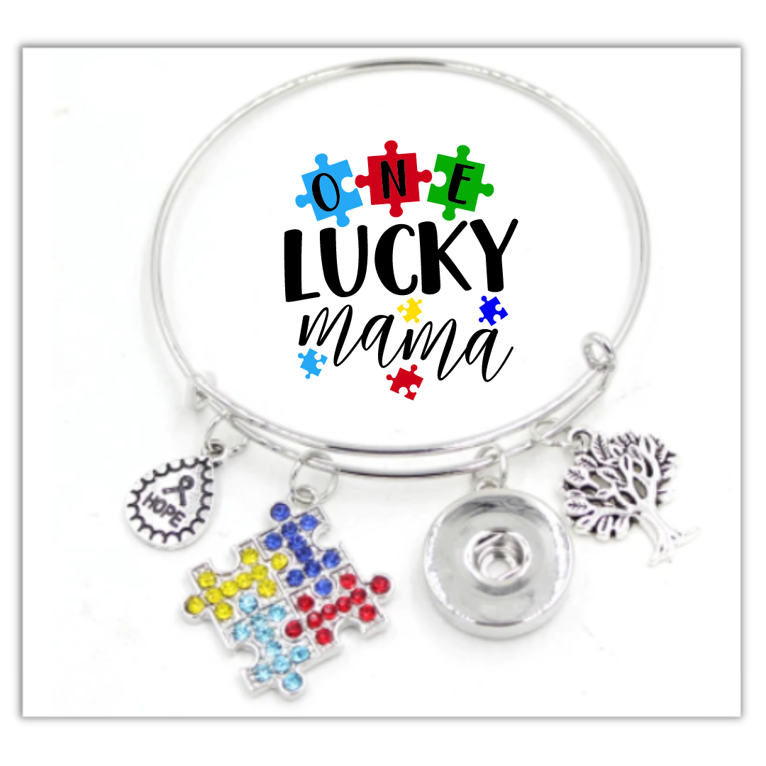 Say It in A Snap Jewelry - Venta al por mayor Pulseras de abalorios/colgantes - Pulsera — Brazalete temática del autismo con base de presión1