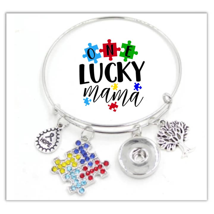 Say It in A Snap Jewelry - Venta al por mayor Pulseras de abalorios/colgantes - Pulsera — Brazalete temática del autismo con base de presión1