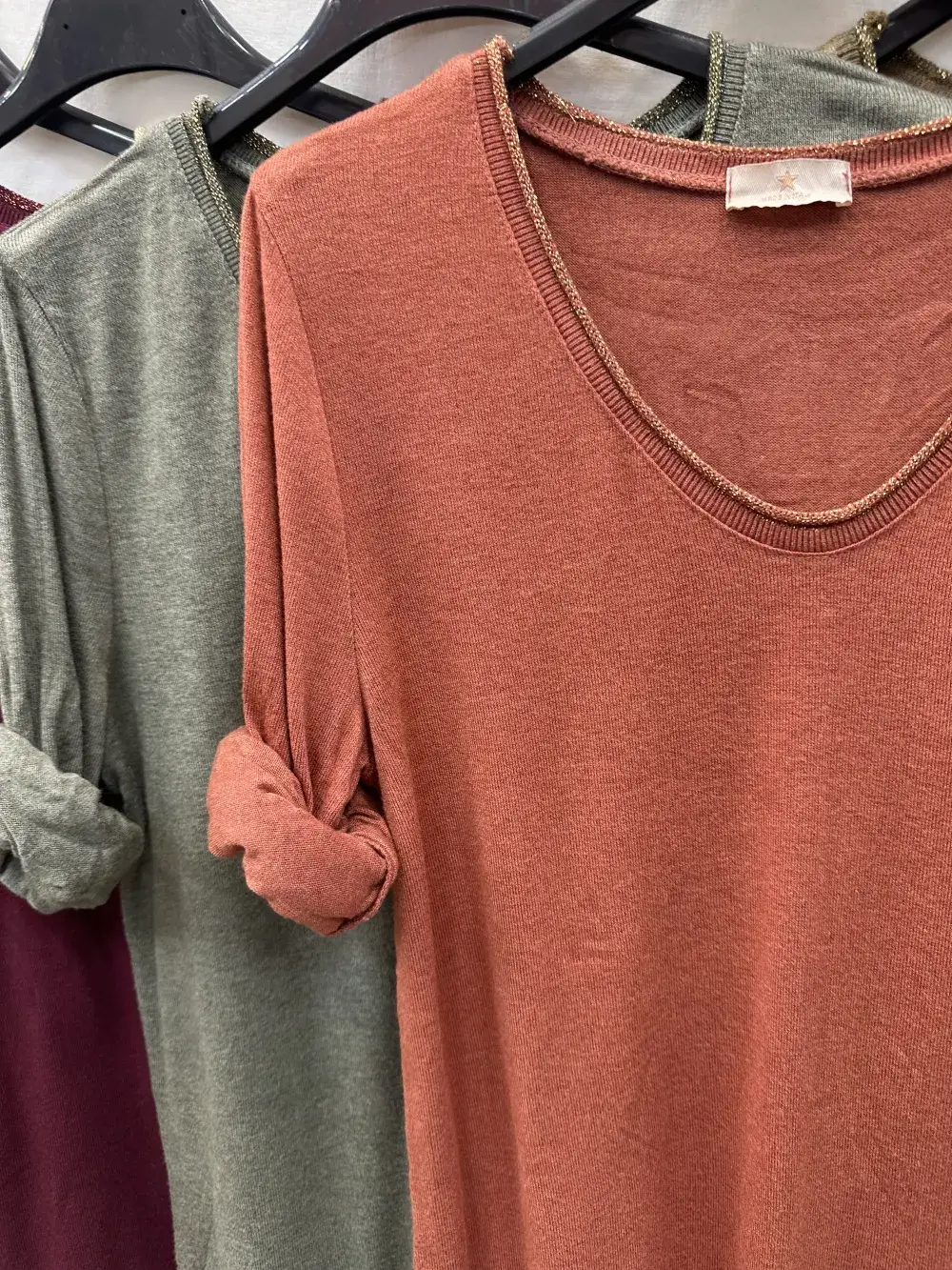 Mimi & Gogo - Wholesale Knit Top - Women's - Fine Knit Top With Lurex Collar @5611_HColLux9