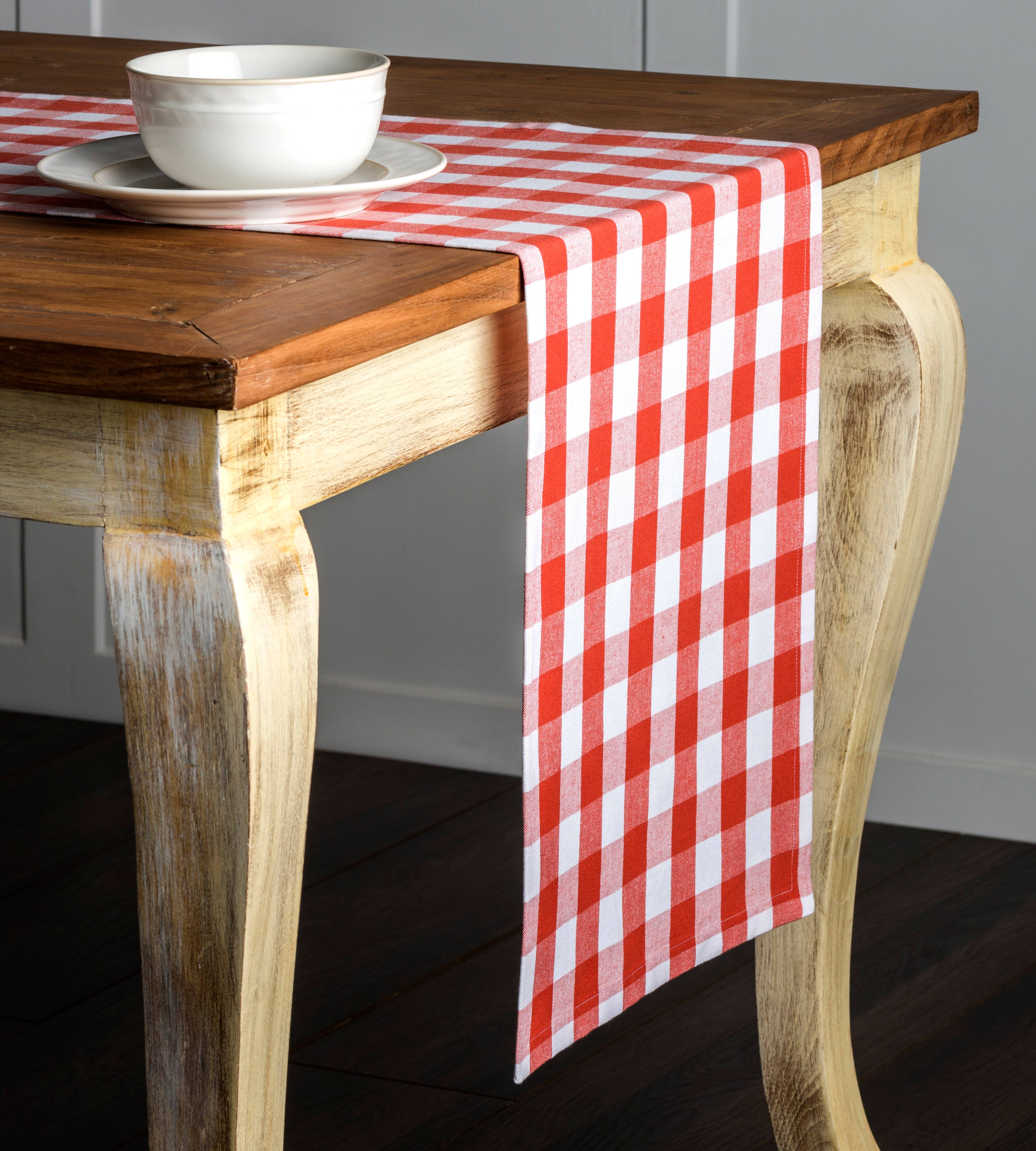 MDH - Yarn Dyed Checks - Wholesale Table Runner - Table Runner - Single Layer - Burnt Ochere Rosmalen3