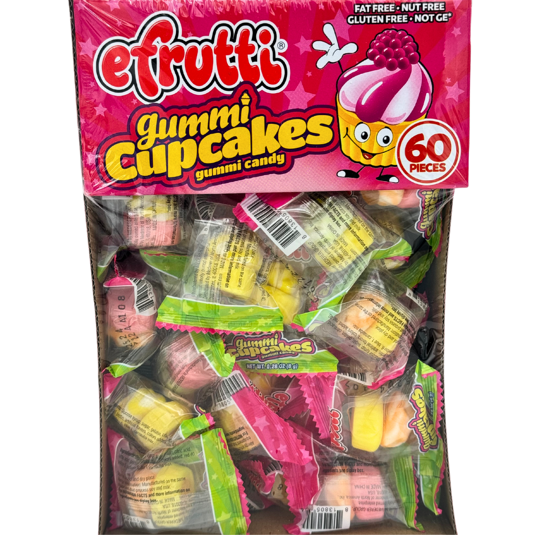 Martin's Country Store LLC – Großhandel Einzelhändler*innen-Display – Essen & Trinken – Efrutti Gummi-Cupcakes, 60 Stück im Display2