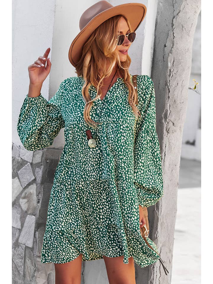 Supreme Fashion - Wholesale Dress - Women's - V Neck Drop Shoulder Cheetah Print Tunic Dress10