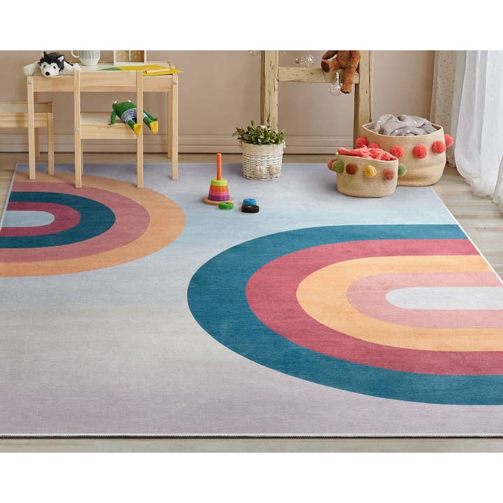 Kaleidoscope Rainbow Modern Multi Color Area Flat-Weave Rug for wholesale by Well Woven