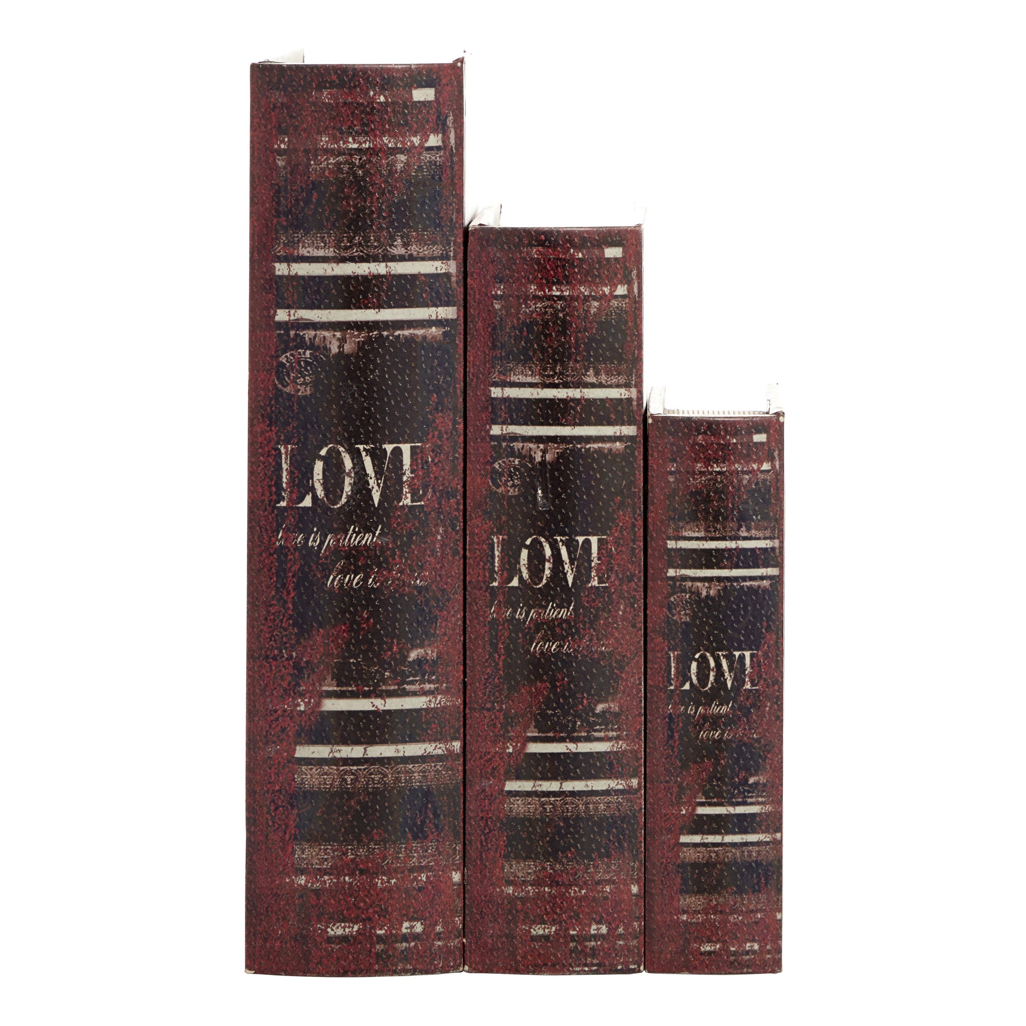 Import Corner – wholesale Dekorativt bordsobjekt – A-59380: TRÄLÄDERBOKLÅDA SET OM 3 13", 11", 8"H5