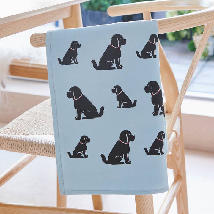 Ekologisk kökshandduk - Cockapoo/Labradoodle (svart) för wholesale av Sweet William Designs