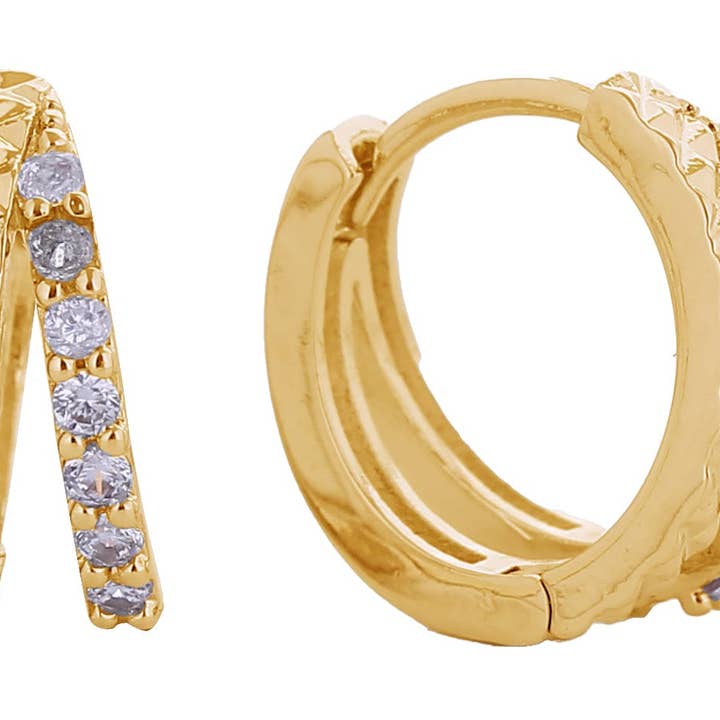 MiMi Wholesale - Wholesale Hoop Earrings - SJE310656 14K Classic Double Hoop Earrings