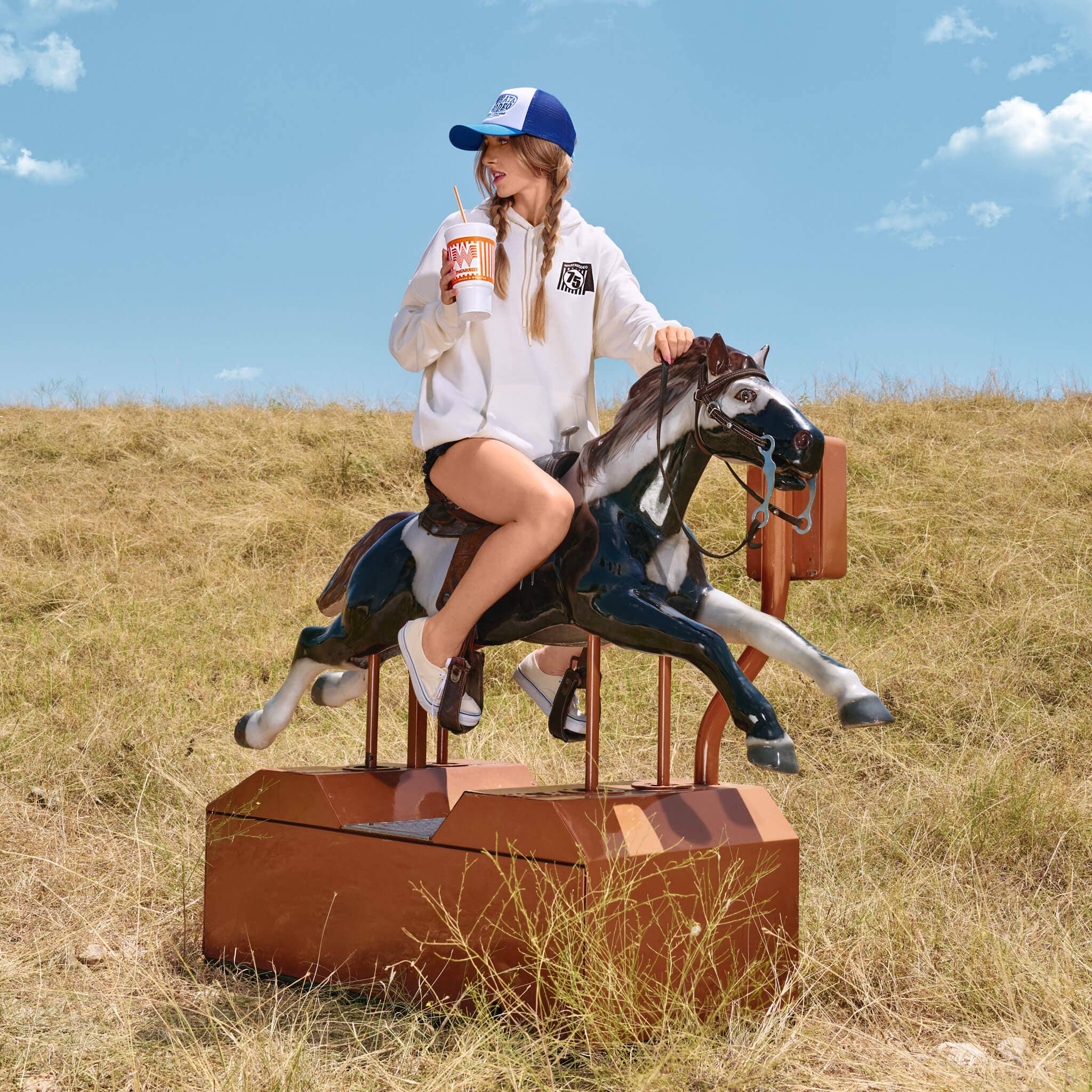 Vintage White Whataburger x Sendero Whatarodeo Hoodie for wholesale on Faire2