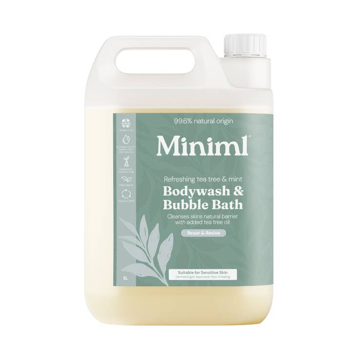 Gel douche + Bain moussant - Arbre à thé rafraîchissant + Menthe 5L pour la vente par Miniml