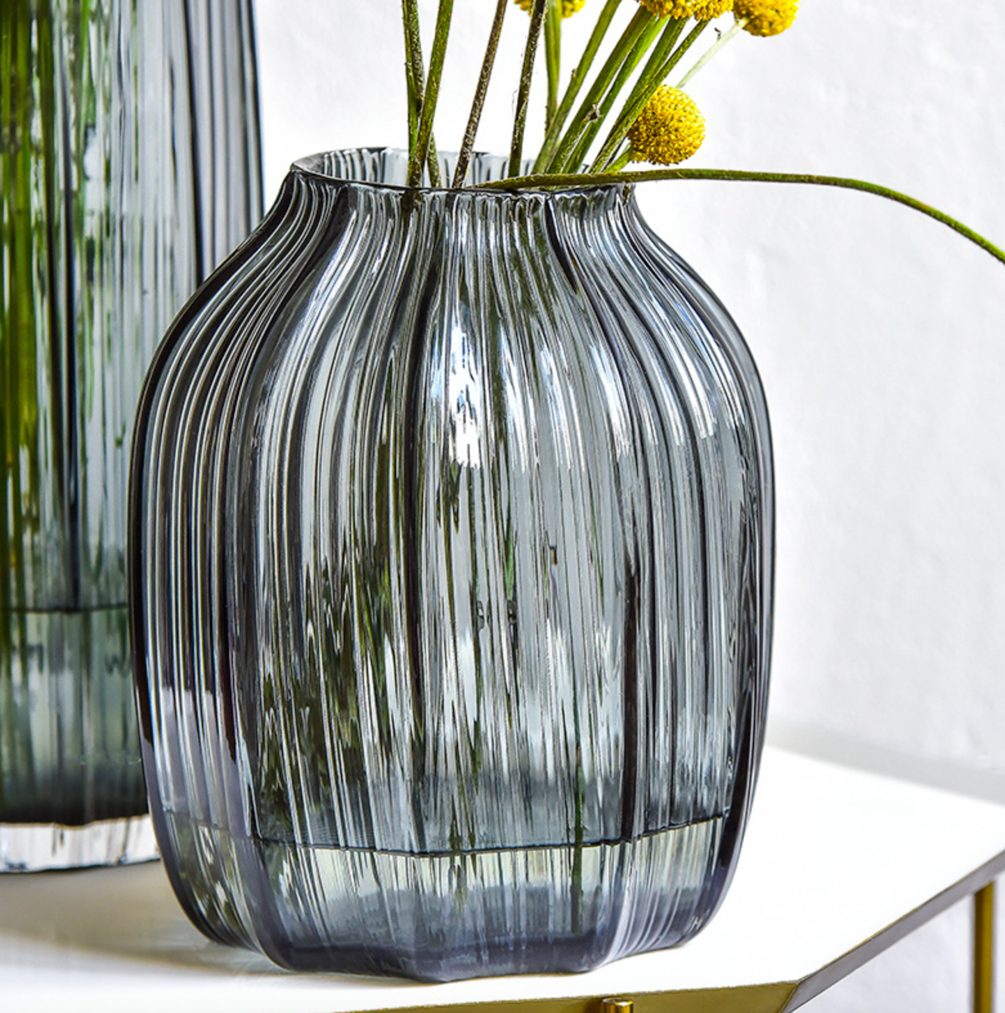 Noah Decoration - Vente Vases - Ensemble de vase moderne en verre bleu gris violet5