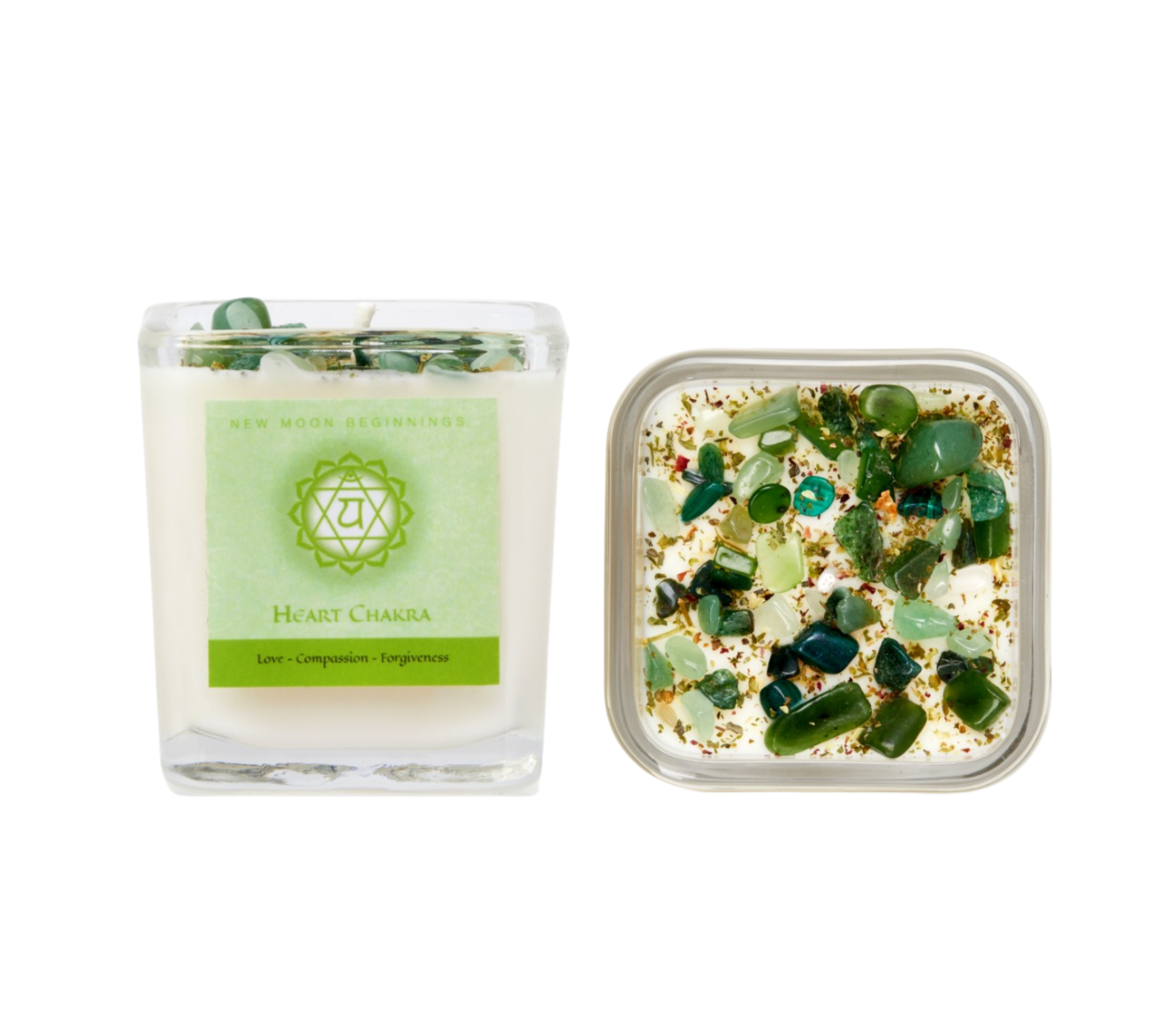 New Moon Beginnings - Wholesale Jar/Filled Candle - Seven Chakra Candles - Soy Candle - Herb & Crystal Candles5