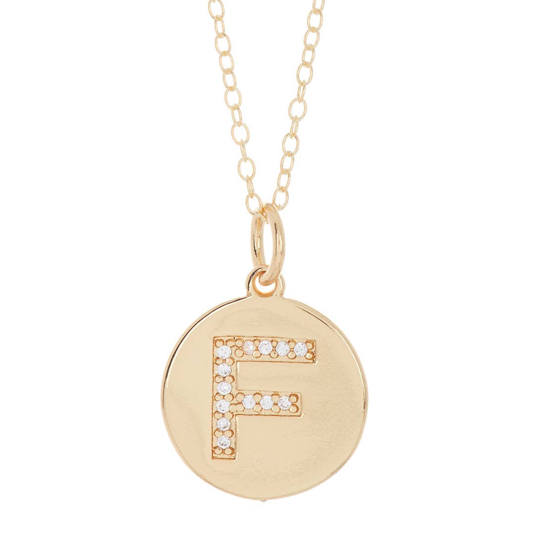 Adornia - Wholesale Halskettinghanger - Initial Pave Disc Ketting zilver goud7