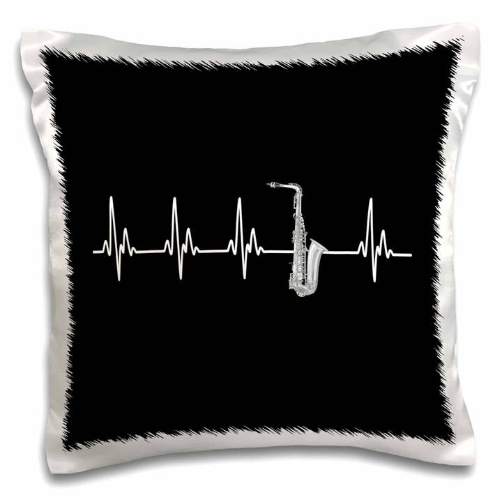 3dRose, A heartbeat EKG line for saxophone players and jazz musicians., Pillow Case for wholesale by 3dRose