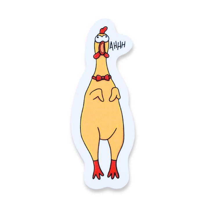 Rubber Chicken AHHHHHHHHH Funny Vinyl Sticker for wholesale by Sleazy Greetings