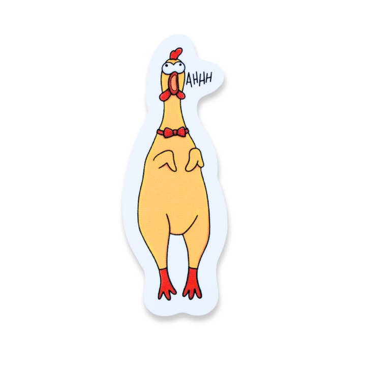 Rubber Chicken AHHHHHHHHH Funny Vinyl Sticker for wholesale by Sleazy Greetings