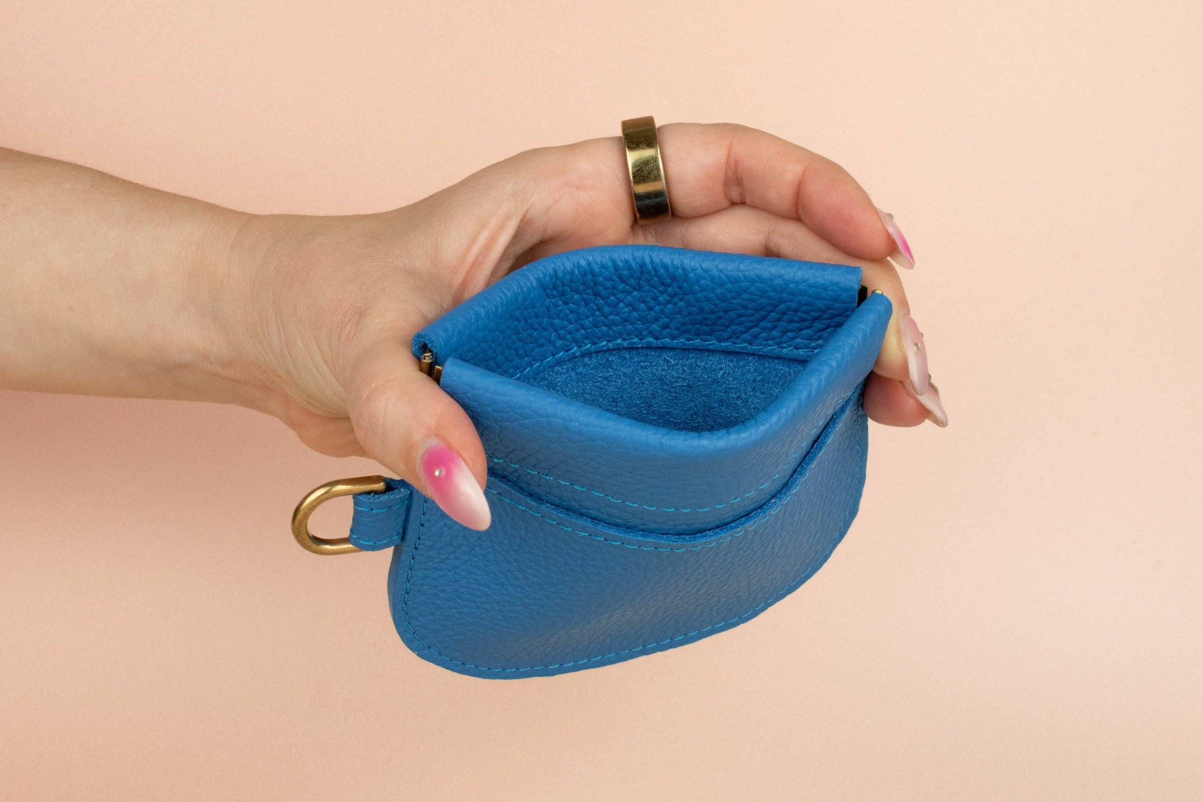 Cold Gold - Wholesale Card Holder - Women's - Slim Card Holder Case, Leather Wristlet in Matisse Blue6