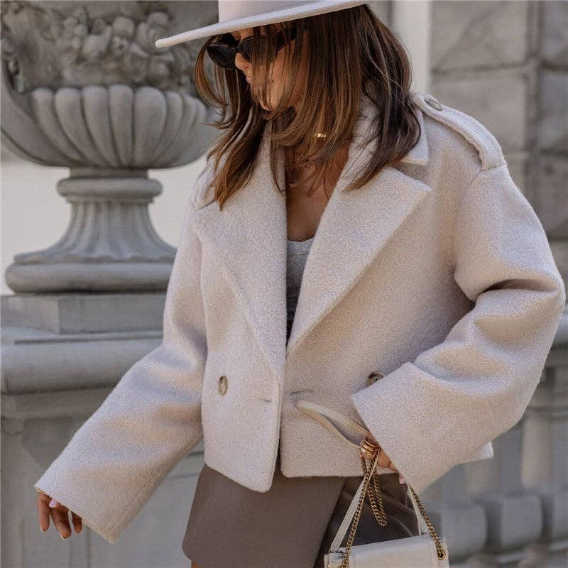 UZ Wholesale Store - Wholesale Coat - Women's - Fashionable Solid Color Woolen Short Coat2