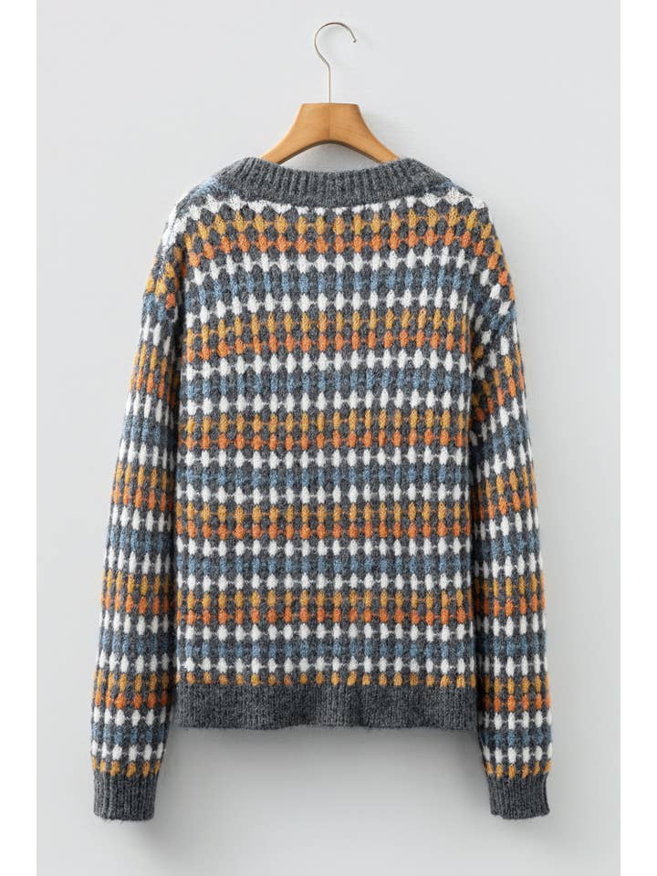 PRETTY BASH - Wholesale Cardigan - Women's - Dotty Knit Button-Up V-Neck Sweater Cardigan9