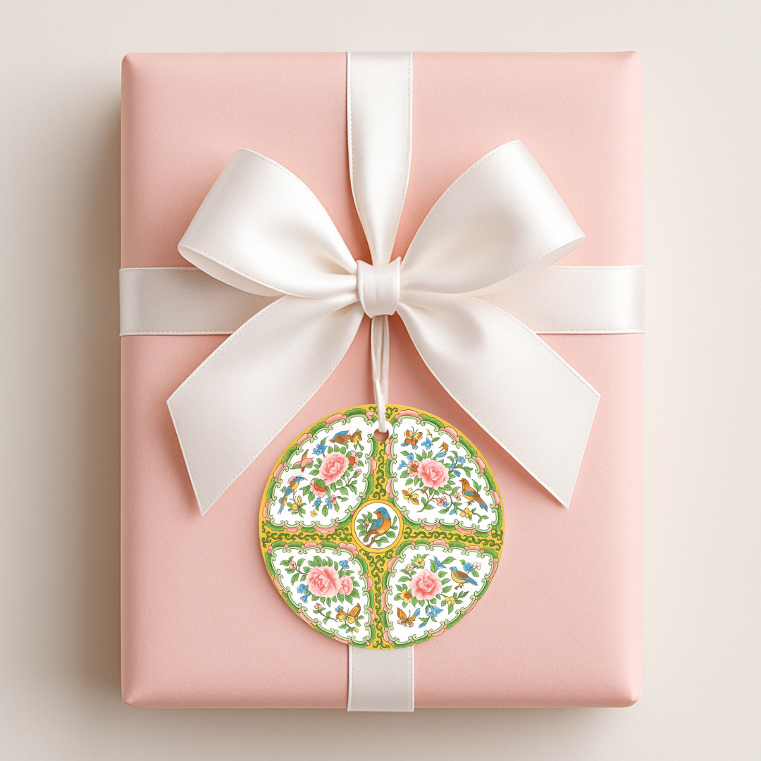 Design Carolinas - Vente Étiquette cadeau - Ensemble d'étiquettes-cadeaux carrées ou rondes Médaillon Rose Antique4