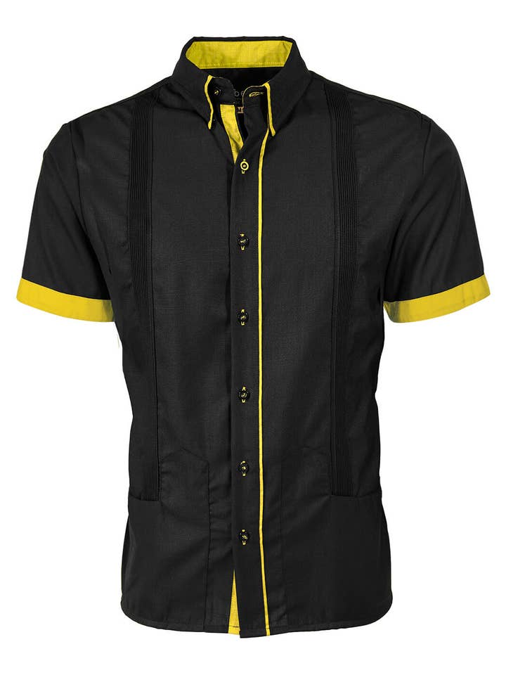 Y.A.Bera Clothing Modern Guayaberas - Wholesale Button Down Shirt - Men's - Couture Black Clásico Norteña Guayabera22
