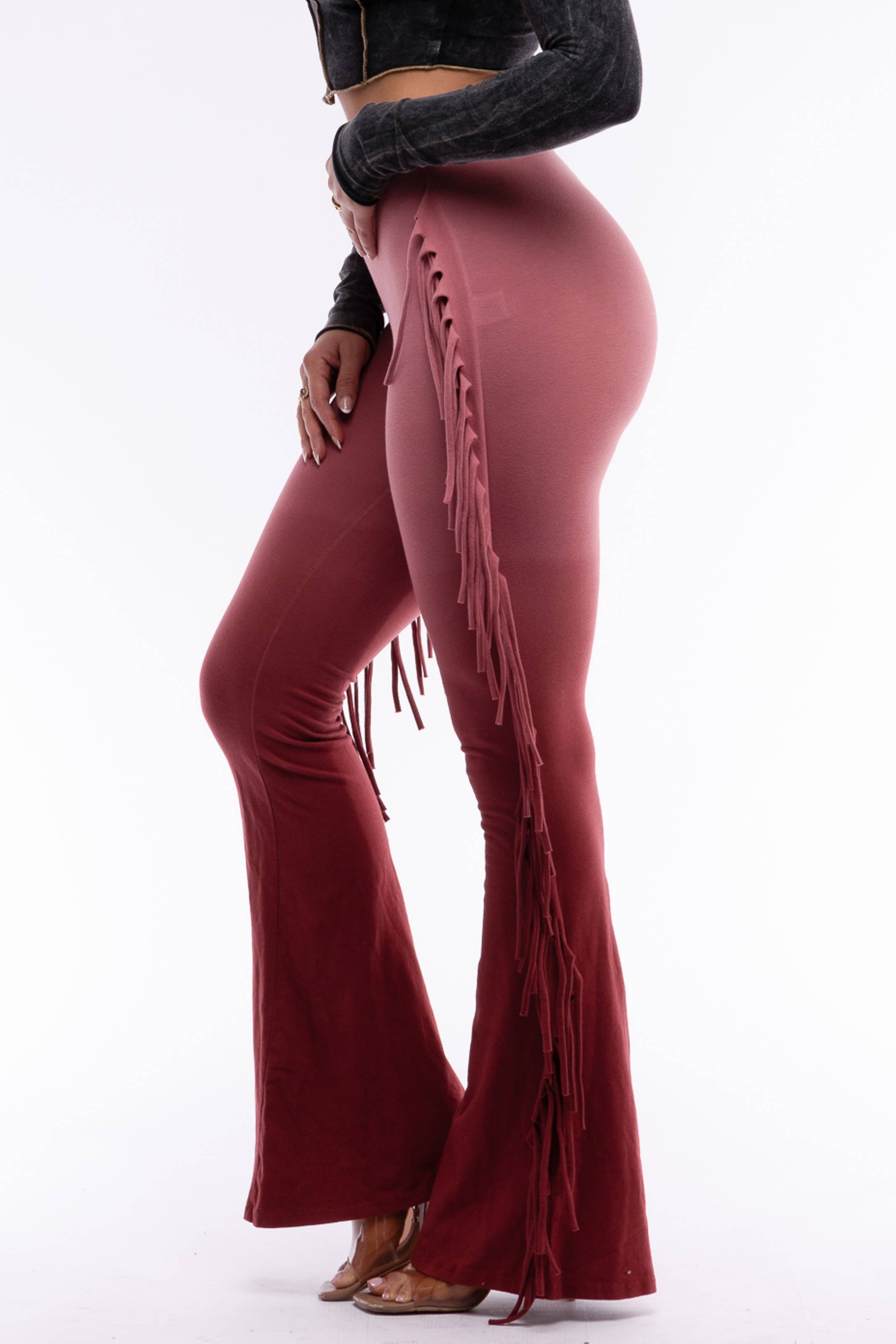 K Too - Vendita all'ingrosso Pantalone - Donna - Pantaloni svasati PLUS SIZE con frange lavabili a immersione6