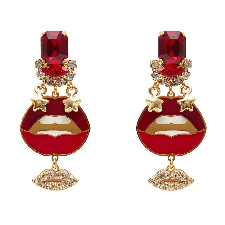 Pendientes Kiss Me Red Kiss para venta al por mayor de Principessa Glam