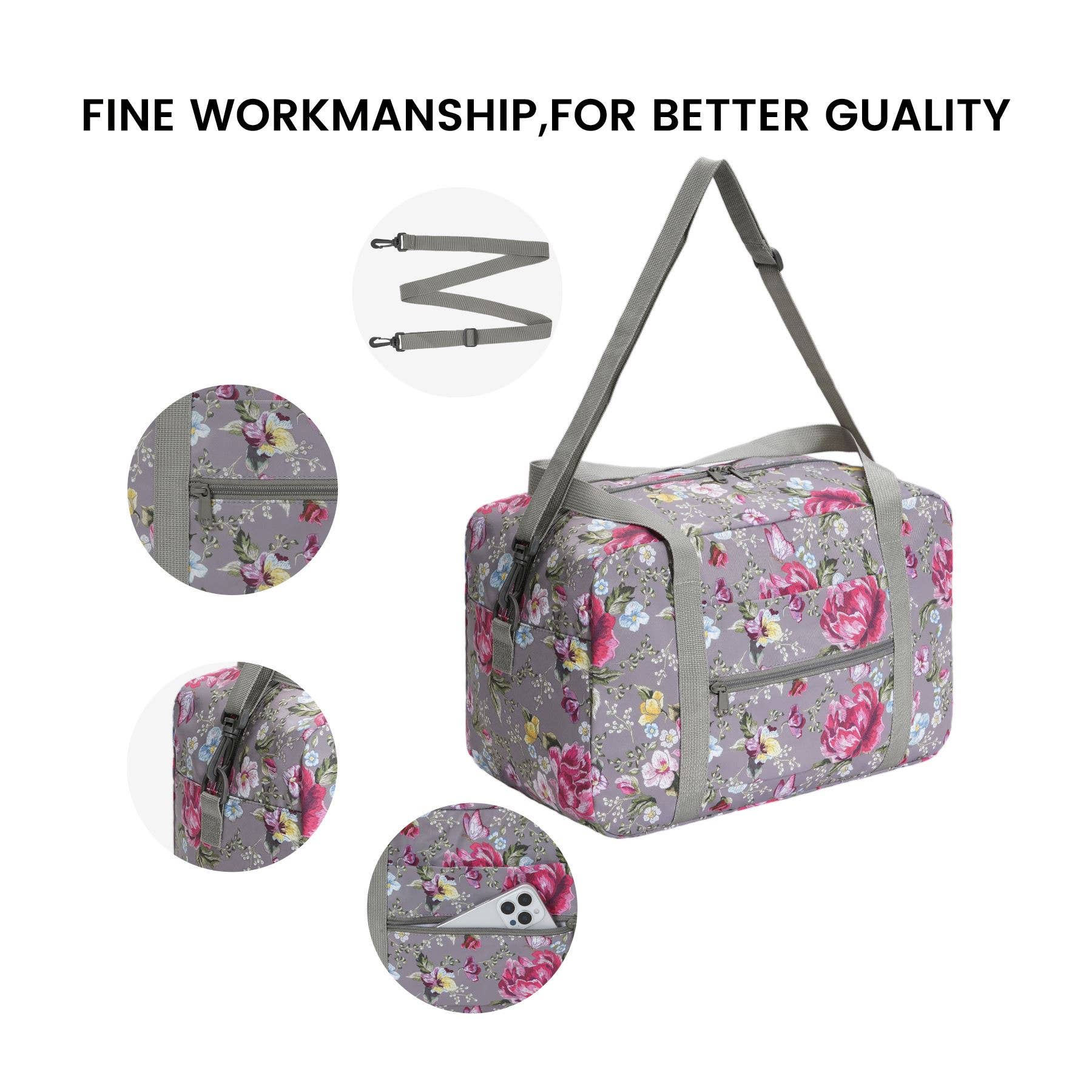 wandf – Saco de viagem - Mulher por atacado – Mala de Viagem Impressa 20L Armazenamento Sob o Assento para Companhias Aéreas41