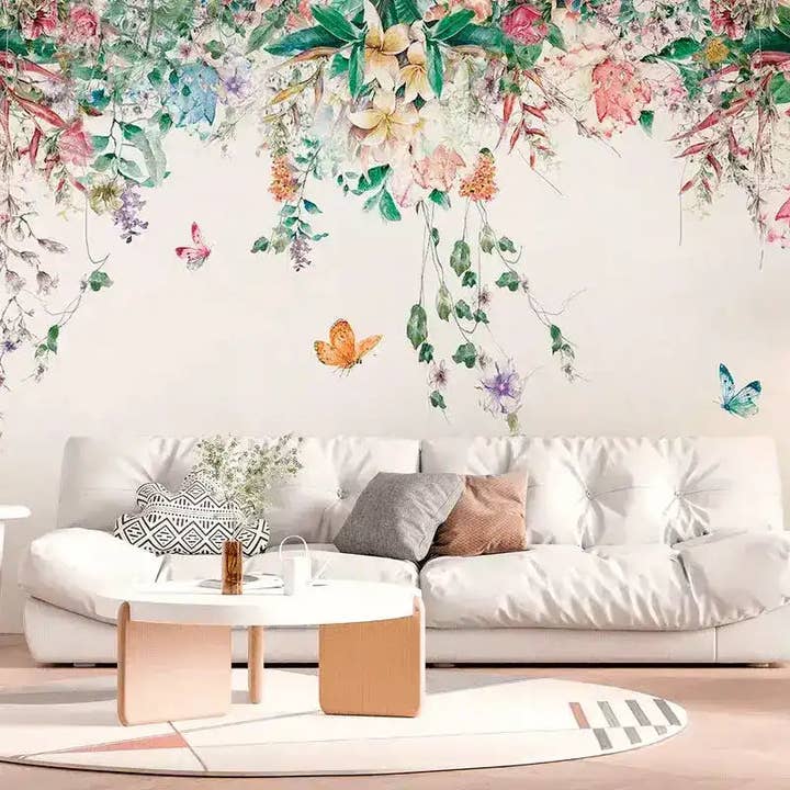 Hængende forårshave blomster tapet for engroshandel hos Maia Homes