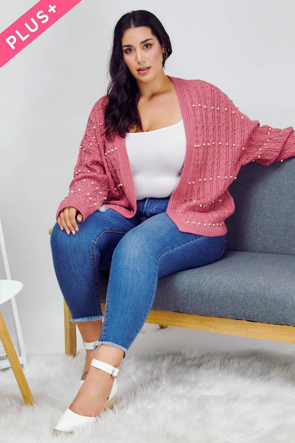 Davi & Dani - Wholesale Cardigan - Women's - PLUS PRINTED LONG SLEEVE CARDIGAN11