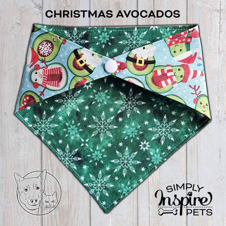 Christmas Avocado - Quick-Release Pet Bandana for wholesale by Simply Inspire Pets
