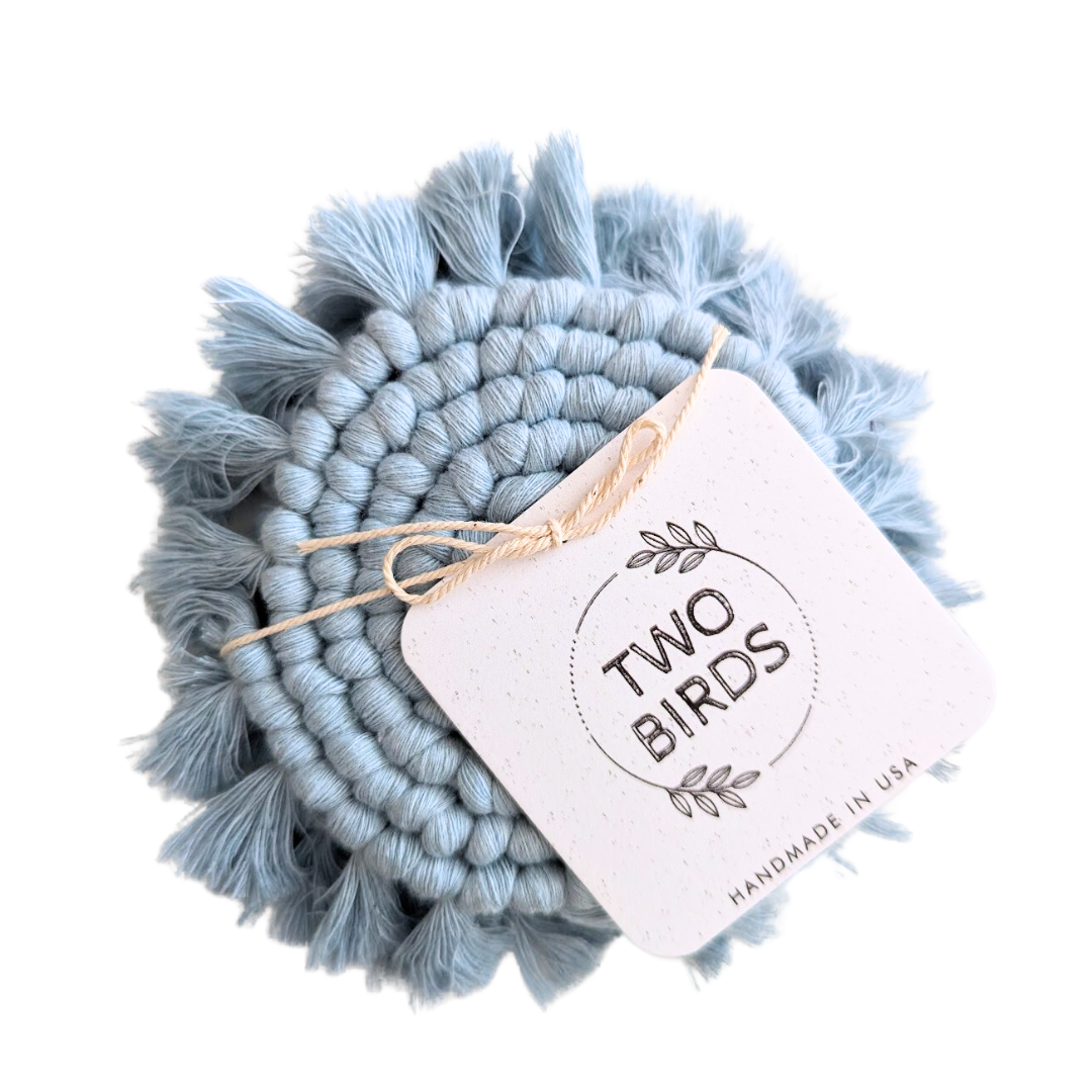 Two Birds Eco Shop - Wholesale Coasters - Single Macrame Coaster - Solid Colors6