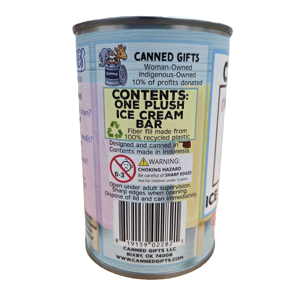 Canned Gifts - Wholesale Fopcadeautje/hebbedingetje - Pluchen ijslolly in blik | Zomerse traktatie | Knuffelcadeau met grappen6