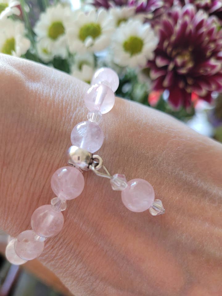 Handcrafted Rose Quartz with clear Czech crystals. for wholesale by Divaspa