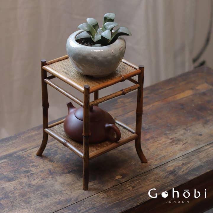 Gohobi (We cover U.S. import duties) - Wholesale Side Table - Gohobi Handmade Bamboo Display Table – Desktop Meilu Gushan Tea Stand & Mini Bonsai Platform5