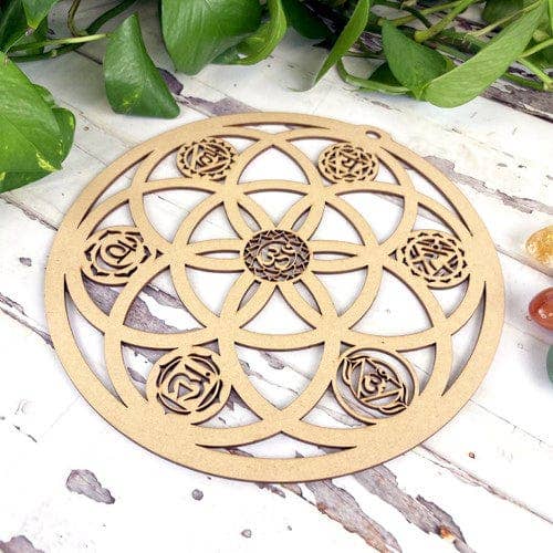 Rock Paradise - Wholesale Crystal Grid - Wood Crystal Grid - Seed of Life and 7 Chakras Design4