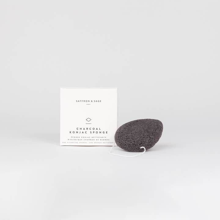 Charcoal Konjac Sponge for wholesale by Saffron & Sage