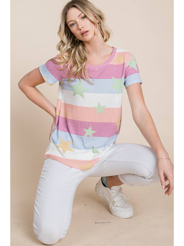 BOMBOM - Wholesale T-Shirt - Women's - TA1813 SOFT WAFFLE KNIT TEE