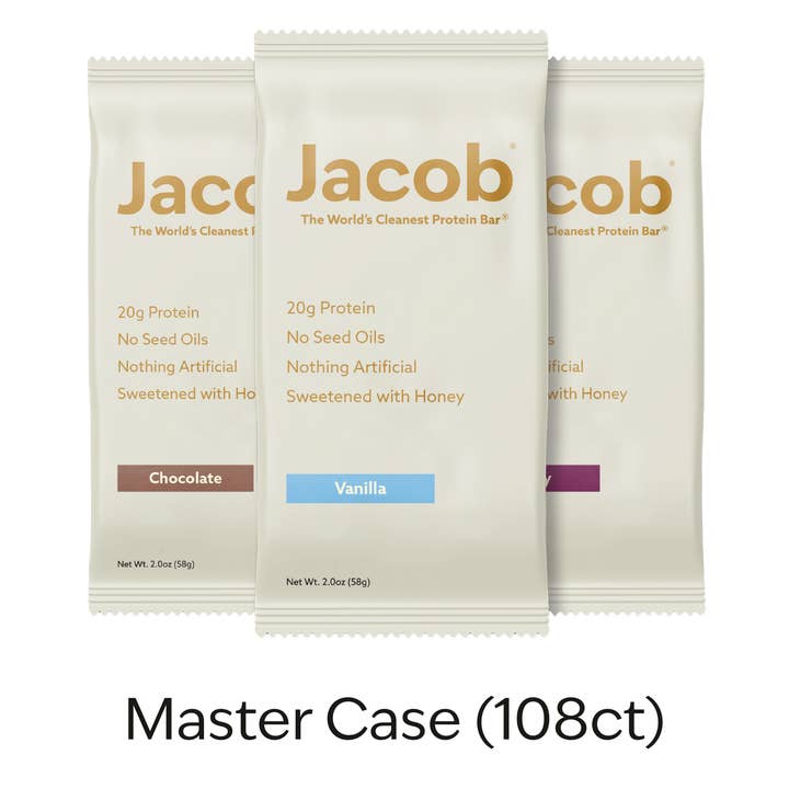 Jacob - Wholesale Snack Bar - Jacob Protein Bar - Grass-Fed Organic Snack Bar (108ct)1