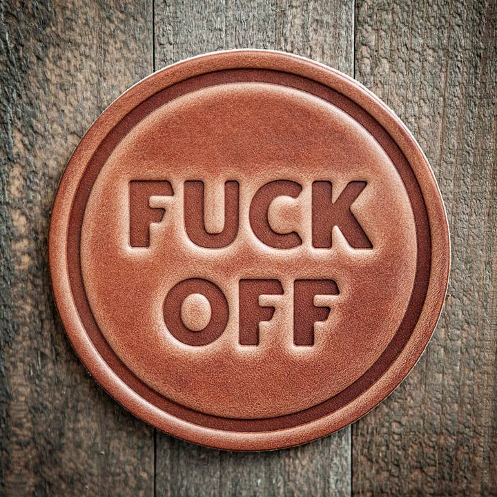 Descanso de Copos "Fuck Off" em Pele por atacado de Sugarhouse Leather